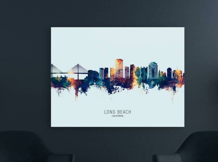 Long Beach California Skyline by Michael Tompsett
