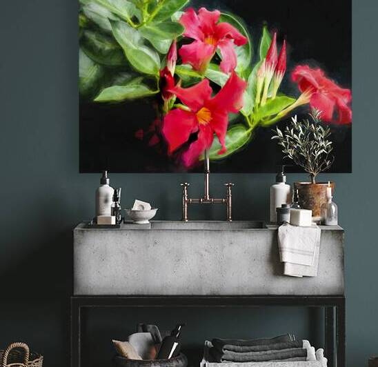 Red Mandevilla Flower Vine X 2 by Rich Franco