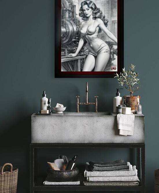 Gorgeous Retro Fusion Industrial Age Pin-Up Girl Introduces The Tyler 11859 Turbo Thruster AI Concept Art by Xzendor7 by xzendor7