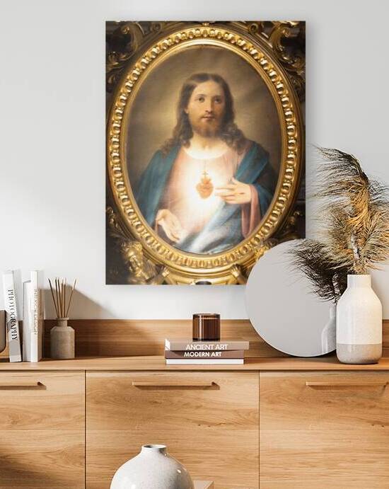 Bologna Italy - San Luca Sanctuary. Heart of Jesus Christ paint by Paolo Modena