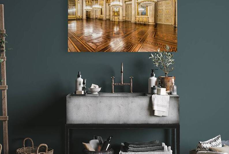 Baroque ballroom interior in Royal Palace. Luxury marble antiqu by Paolo Modena