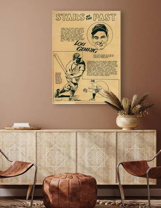 Lou Gehrig Cartoon Art by Row One Brand