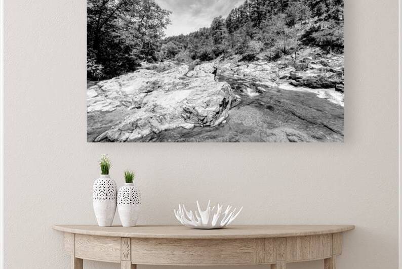 Rocky Creek And Rhyolite Rocks Grayscale by Jennifer White