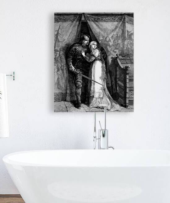 The fair maiden and her protector vintage engraving by Steve Painter