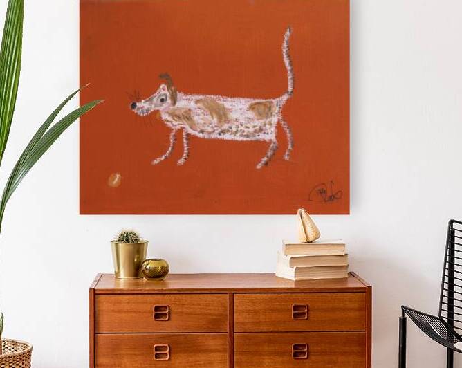 Brown Dog - Orange Ball by Robert Burton