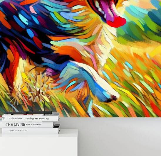 Vibrant Joyful Dog Art Print by Artify