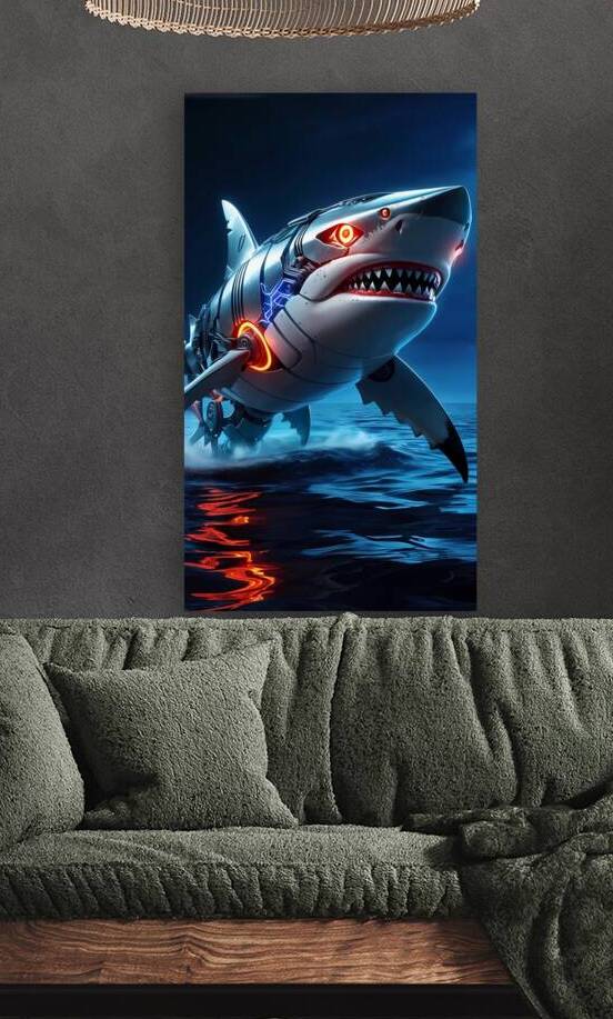 Default A futuristic robot shark crafted from gle by tarekdz