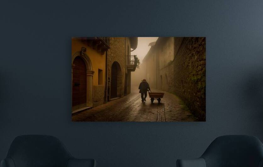 Old man and a cart by Leighton Collins