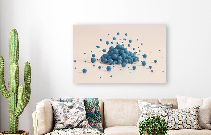 Blue plastic polymer granules on a white background 3d illustration by Sergiu Gutium