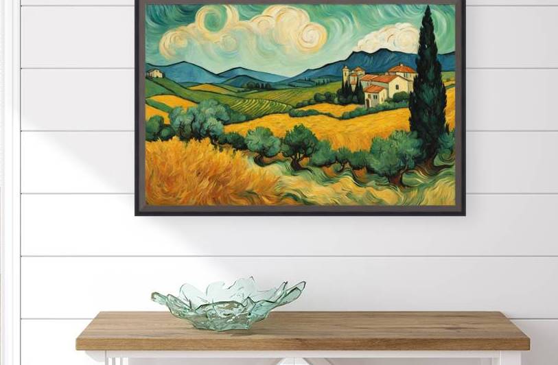 Umbria Italy Van Gogh Style Landscape Village by Ruggeri
