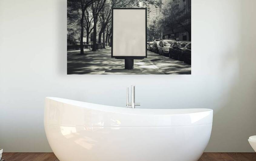 A vivid urban scene with a large vertical billboa by Hritcu Elena