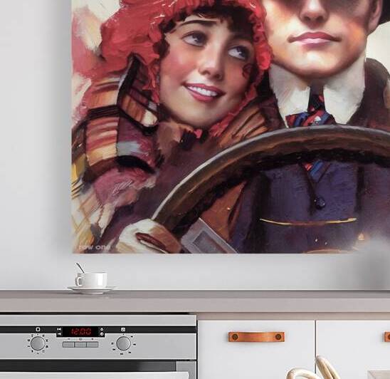 1914 couple driving car by Row One Brand