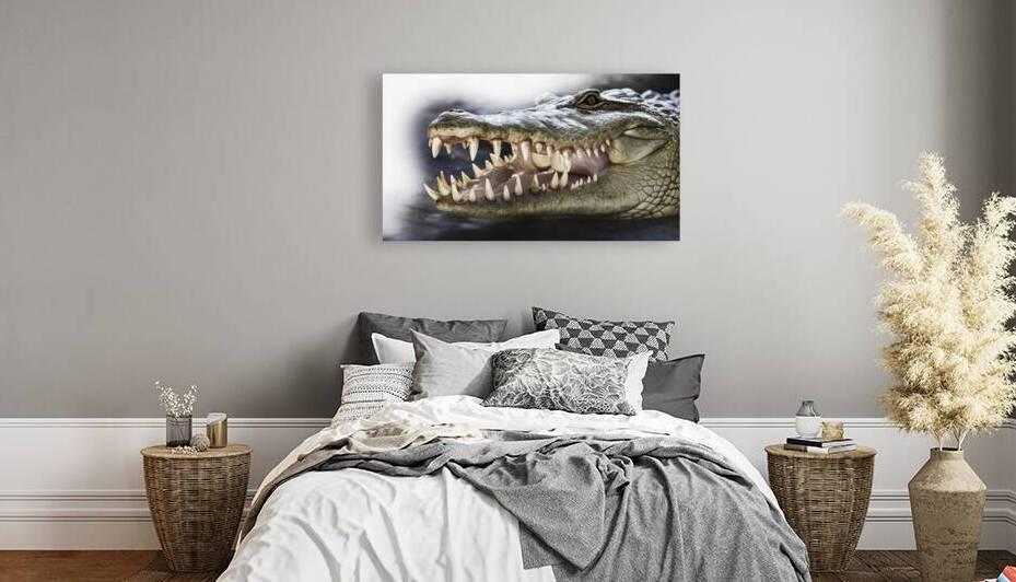 mouth of a crocodile with sharp fangs isolated cl by juverdeanu