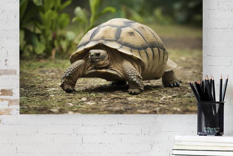 Radiated tortoise walking on ground Astrochelys r by juverdeanu