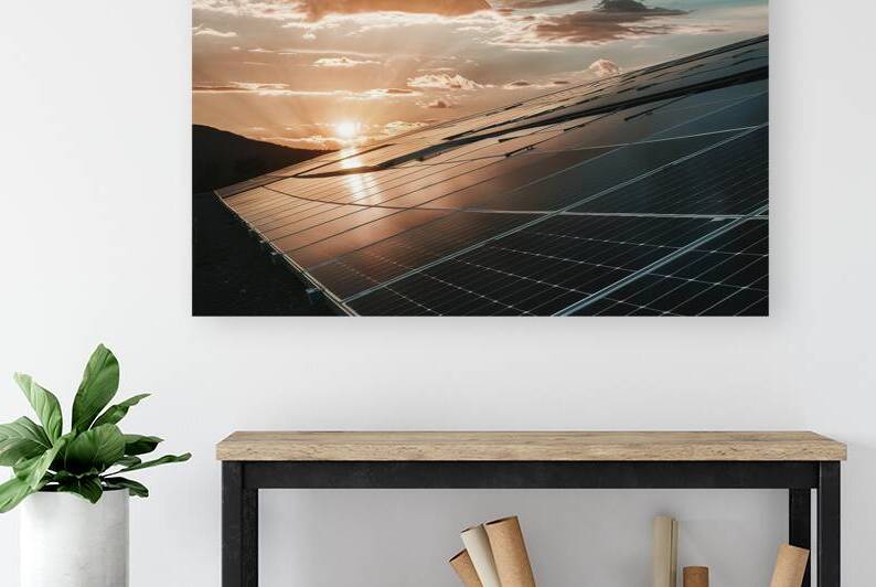 view of a solar photovoltaic cell panels under su by juverdeanu