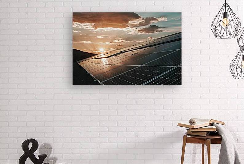 view of a solar photovoltaic cell panels under su by MihaiStanica