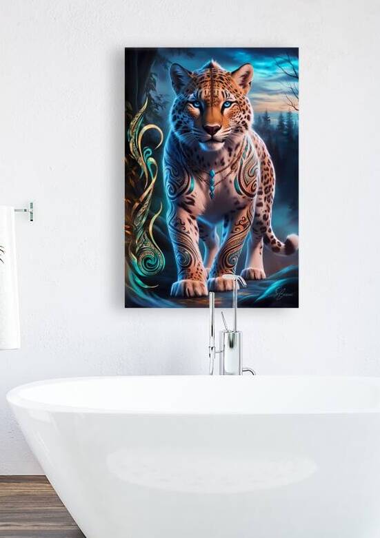 An enchanting fusion of jaguar and Siberian husky presented in vibrant digital art by ALRAIS