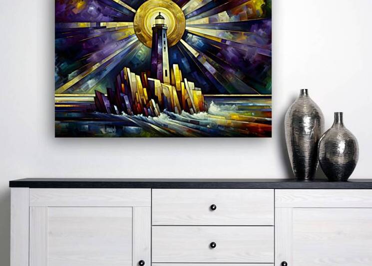 Abstract Lighthouse - Radiant Coastal Art by Anne Laure GOUPIL