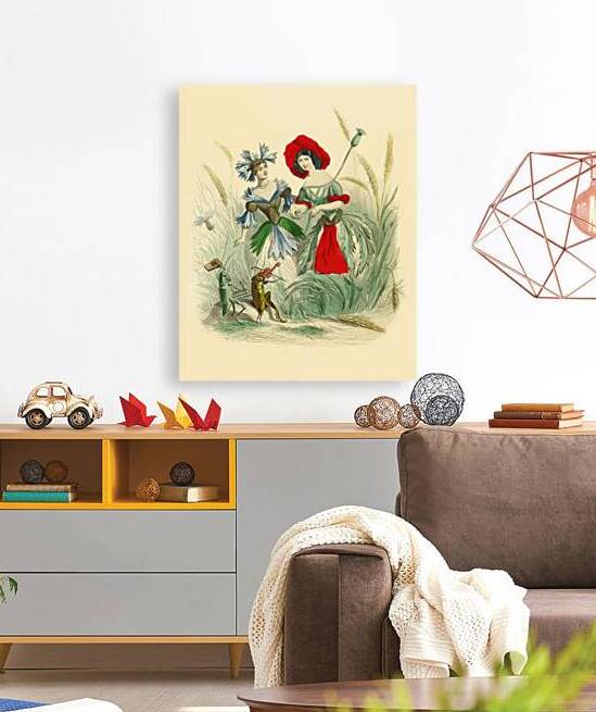  Vintage childrens watercolour print of a poppy and a corn flower by Steve Painter