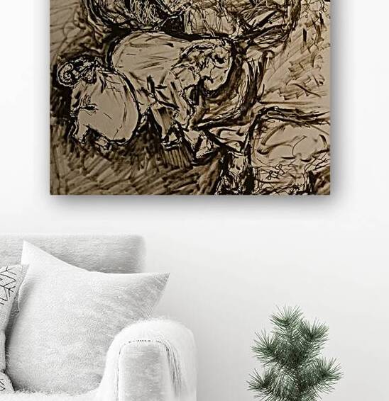 20240720 142936 Sleeping Mommy Elephant and her babies by Lawrence Silver Art