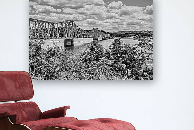 Boats Under Kimberling City Bridge Grayscale by Jennifer White