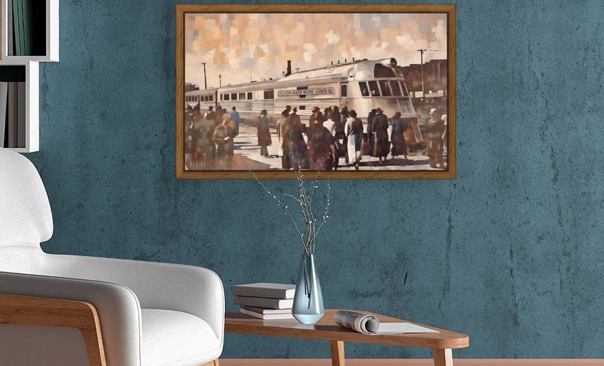 1937 Cambridge Massachusetts Train Art by Row One Brand