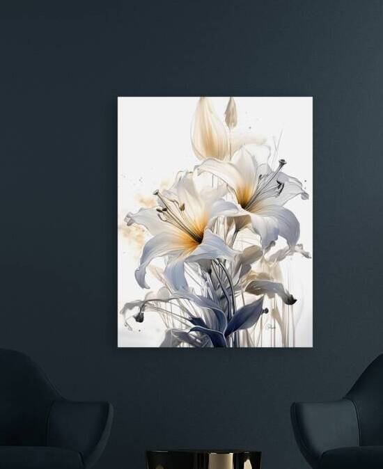 Lillies Ink Wash by Pabodie Art