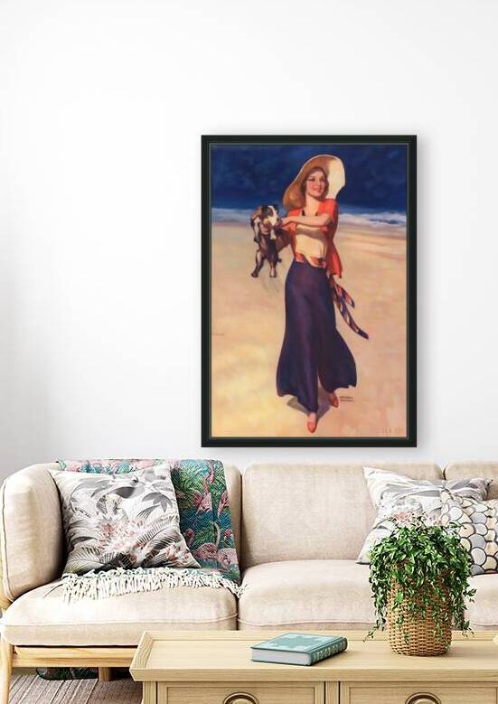 1932 Woman Walking with Dog on the Beach by Row One Brand