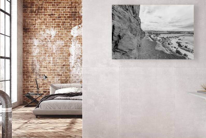 Delicate Arch Mountain Edge Path Grayscale by Jennifer White