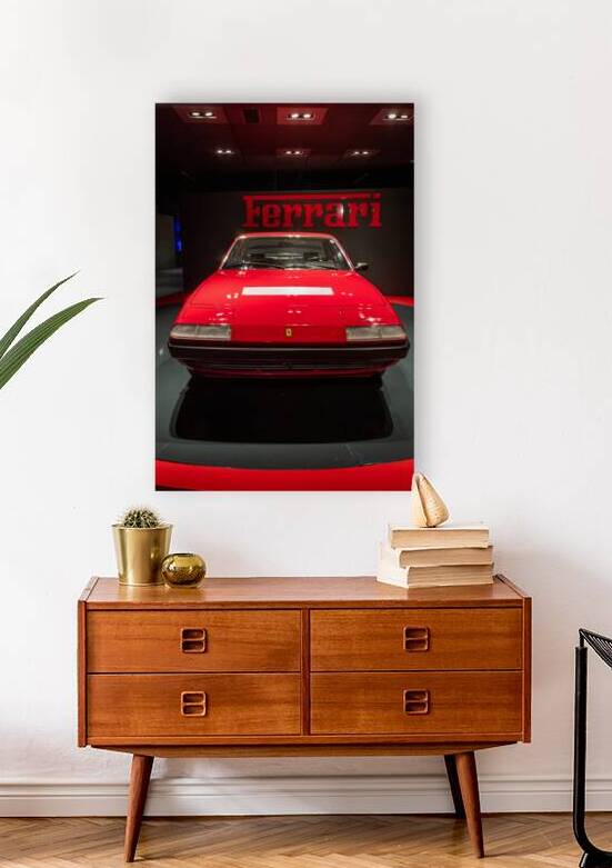 Red Ferrari 365 GT4 1973. Italian design luxury vintage car by Paolo Modena