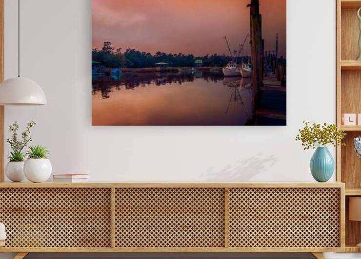 Low Country Shrimper Fog Sunset by Norma Brandsberg Photography