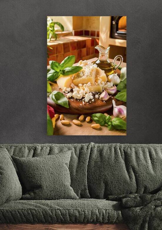 Parmesan cheese olive oil basil garlic  pine nuts by Romeu Hurmuzache