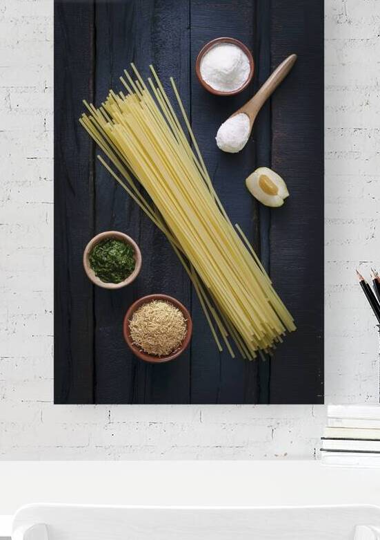 Flat lay with traditional italian pasta spaghetti by Romeu Hurmuzache
