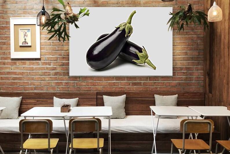 Two eggplants with one slightly overlapping the o by Romeu Hurmuzache