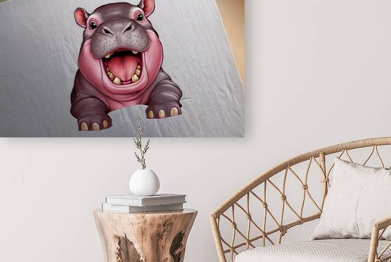 young hippopotamus open mouth isolated on white b by Gheorghe Stanescu