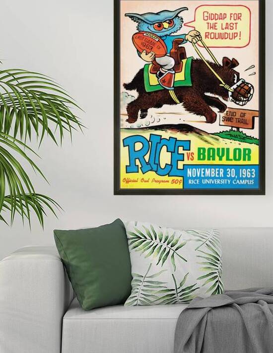 1963 rice baylor football program cover art by Row One Brand