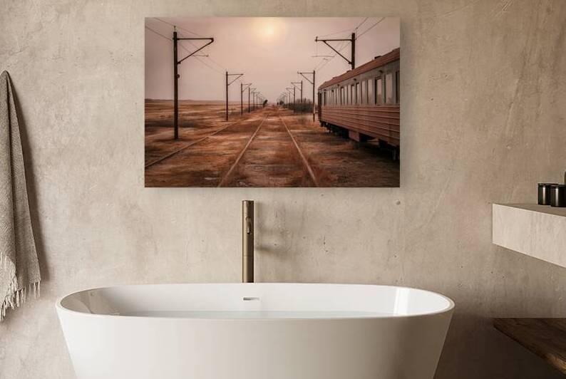 old railroad rails and poles with wires without a 1722491158.208 by Gheorghe Stanescu