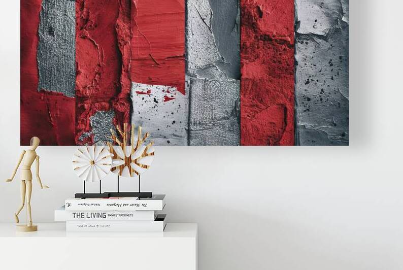 Textured plaster and red and silver paint backgro by Stoica Lilian