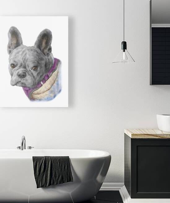French bulldog pet portrait watercolor painting by Kevin Miller Photography