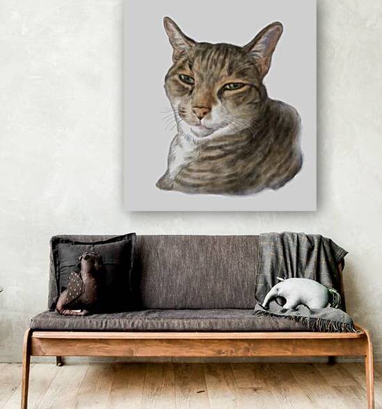 Cute adorable cat portrait watercolor painting by Kevin Miller Photography