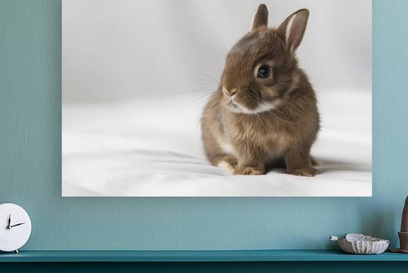 Brown baby rabbit portrait on white background .j by Dumitru Vaetus