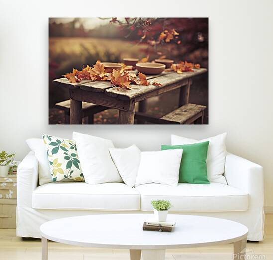 Wooden Table With Orange Leaves And Blurred Autum 1722670922.6107 by Petre Popescu