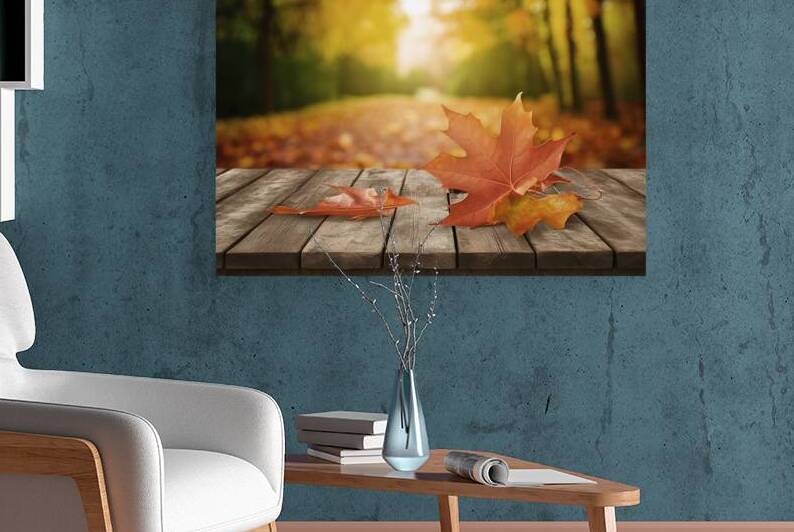 Wooden Table With Orange Leaves And Blurred Autum 1722670934.259 by Petre Popescu