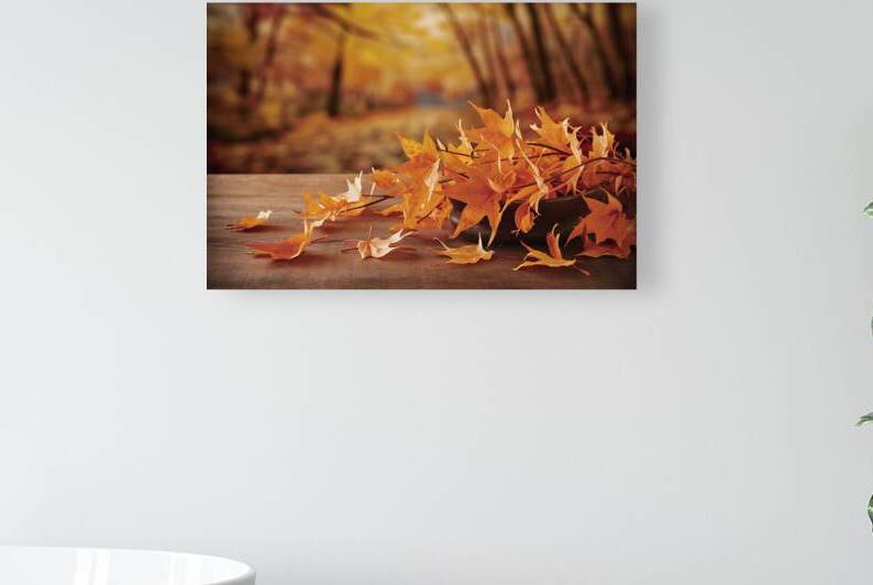 Wooden Table With Orange Leaves And Blurred Autum 1722670929.4065 by Petre Popescu