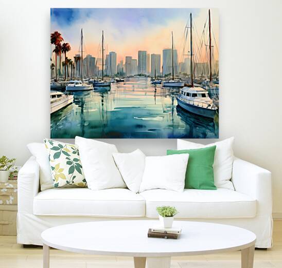 San Diego Bay Watercolor by Pabodie Art
