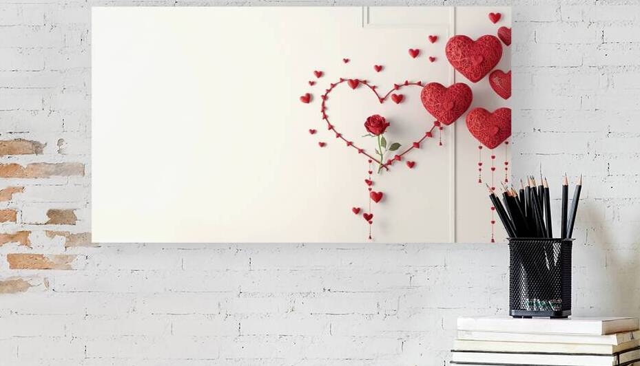 Decorative red hearts on a white background 1 by Mirela Poiana