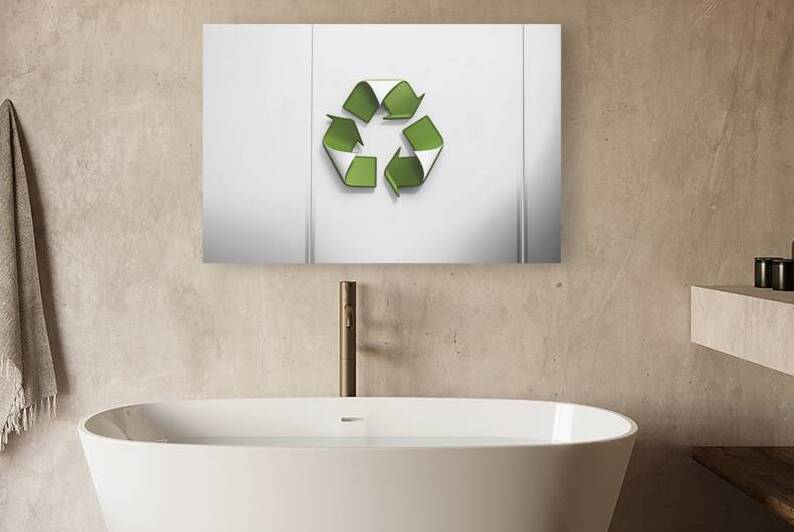 A recycling symbol prominently displayed in the c by Mirela Poiana
