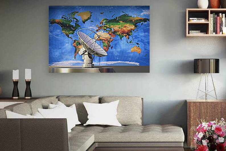 A satellite dish in the foreground set against a  1722838536.643 by Veres Ioana