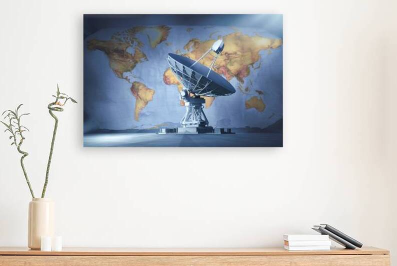 A satellite dish in the foreground set against a  1722838535.2779 by Veres Ioana