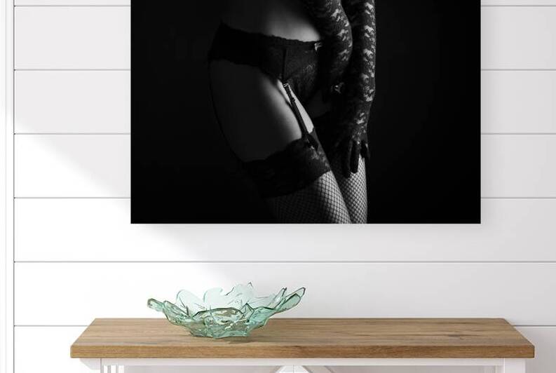 Woman in black laced lingerie by Jelena Jovanovic Fine Art